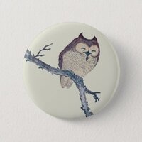 Japanese Sleeping Owl Night Artwork Pinback Button