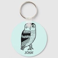 Wise Owl CUSTOM NAME Charming Bird Keychain