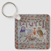 Owl Tea Party  Keychain