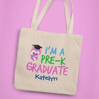Pre-K Graduate Cute Pink Owl Custom Graduation Tote Bag