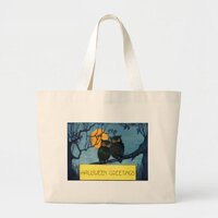 Owl Tree Night Full Moon Halloween Large Tote Bag