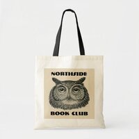 Book Club with vintage owl face and group name Tote Bag