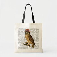Owl with Steampunk Style Bowler Hat Tote Bag