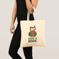 Give a HOOT Cartoon Owl Bird Eyes Owls Bag