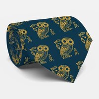 Outline of Athenian Owl from Ancient Greek Coin Neck Tie