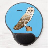 Barn owl bird cartoon illustration gel mouse pad