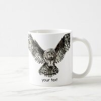 Watercolor Great Gray Owl, Nature Bird Coffee Mug