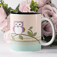 Adorable Girly Cute Owl,Personalized Two-Tone Coffee Mug