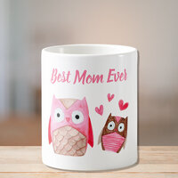 Cute Mom Owls Personalized Pink Coffee Mug