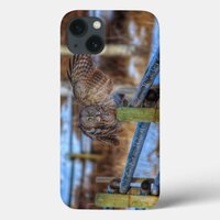 Great Grey Owl & Fence Wildlife Photo Portrait iPhone 13 Case