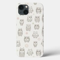 Pattern with owls iPhone 13 case