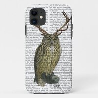 Owl with Antlers plain 2 iPhone 11 Case