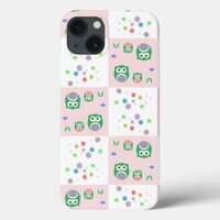 Colourful Owl Pattern For Kids iPhone 13 Case