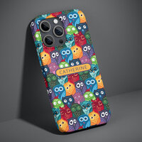 Colorful Cute Whimsical Owls Personalized Name Case-Mate iPhone 14 Case