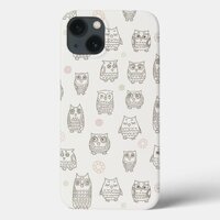 Pattern with owls iPhone 13 case