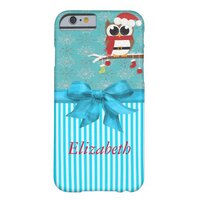 Silver Snowflakes Cute Owl-Personalized Barely There iPhone 6 Case