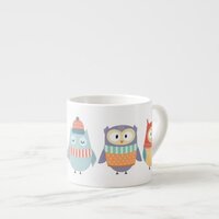 Cute Wintry Pastel Owls Espresso Cup