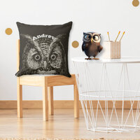 Personalized New Baby Boy's Room Cute Owl Throw Pillow