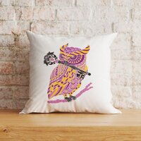 Purple Great Horned Owl Throw Pillow