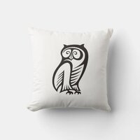 Owl Symbol Black Throw Pillow