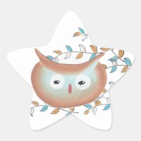 Cute Stickers Owl Picture in Brown & Teal