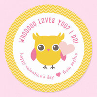 Whooo Loves You Owl Kids Valentine's Day Classic Round Sticker