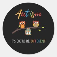 Puzzle Owl Cute Autism Awareness Autistic Kid Classic Round Sticker