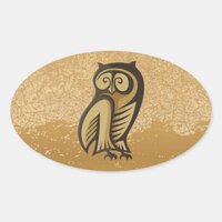 Owl Symbol Color Oval Sticker