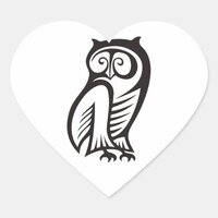 Owl Symbol Black Heart Sticker