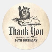 Magic Owl Birthday Thank You Classic Round Sticker