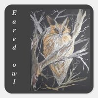 Watercolor gold Eared owl Square Sticker