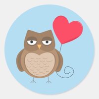 Cute Valentine's Day Owl Classic Round Sticker
