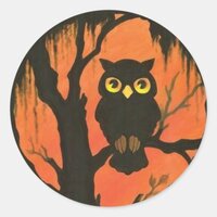 Vintage Halloween Hoot Owl Stickers
