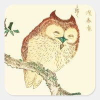 Little Japanese owl Square Sticker