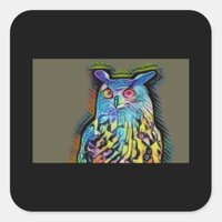 Rainbow Owl Square Sticker