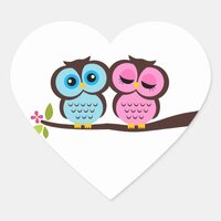 Lovely Owls Heart Sticker