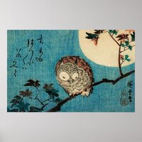 Utagawa Hiroshige - Horned Owl on Maple Branch Poster