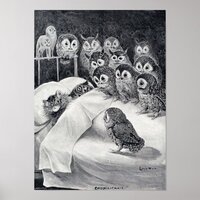 Cat Nightmare Owl Bird, Louis Wain Poster