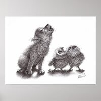 Wolf meets Owls Poster