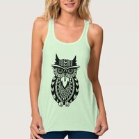 Black and White Tribal Owl Tank Top