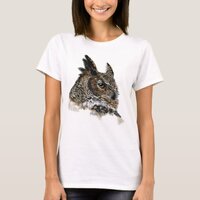 Great Horned Owl Drawing T-Shirt