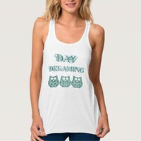 Trendy stylish fun abstract owl "day dreaming" tank top