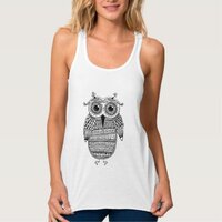 Ethnic Owl Ink Drawing Tank Top