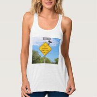Warning Low Flying Owls Sign on a tank top