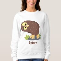 Cute curious funny brown owl cartoon illustration sweatshirt