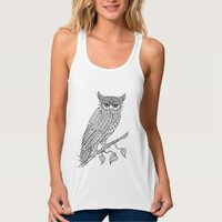 Inspired Magic Owl Sitting On Branch Tank Top