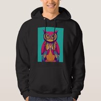 Colorful Owl Portrait Illustration - Bright Bird Hoodie