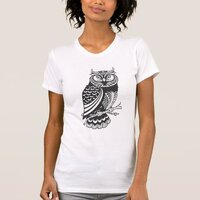 Black & White Abstract Owl T-Shirt