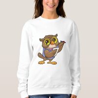 Owl as Secretary with Pen & Note Sweatshirt