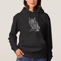 Black and White Owl Art Hoodie